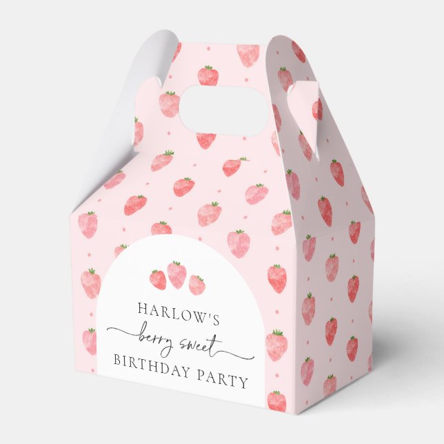 Strawberry Birthday Favor Boxes (Front Side)
