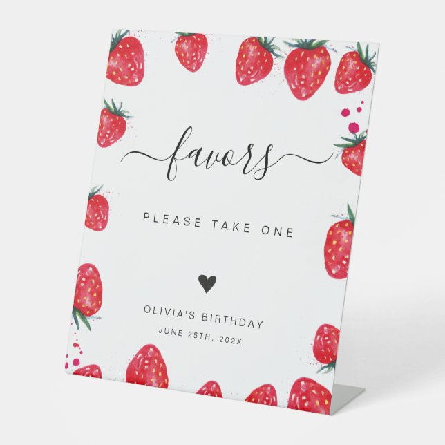 Strawberry Birthday Favors Sign (Front)