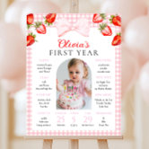 Pink Bow First Birthday Girl Welcome Sign