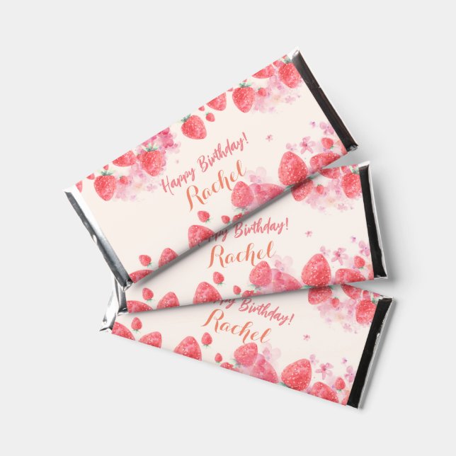 Strawberry Birthday Hershey Bar Favors (Front)