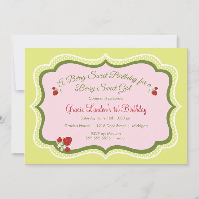 Strawberry |  Birthday Invitation (Front)