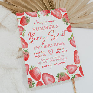 Strawberry Birthday Invitation   Berry Invitation