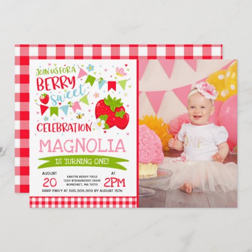 Strawberry Birthday Invitation Berry Sweet Party