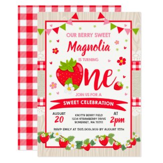 Strawberry Birthday Invitation Berry Sweet Party
