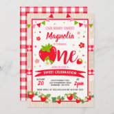 Strawberry First Birthday Invitation - Berry Sweet