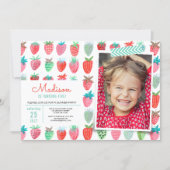 Strawberry Birthday Invitation Berry Sweet Party (Front)