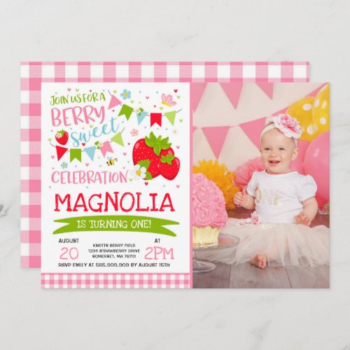 Strawberry Birthday Invitation Berry Sweet Party