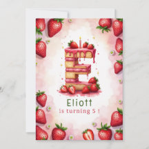Strawberry Birthday Invitation Letter E Cake Theme