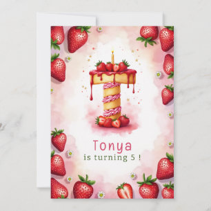 Strawberry Birthday Invitation Letter T Cake Theme