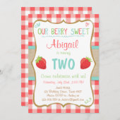 Strawberry Birthday Invitation Summer Party Girl (Front/Back)