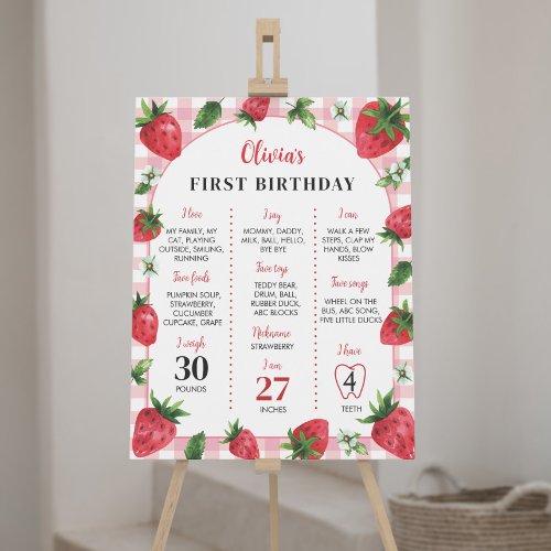 Strawberry Birthday Milestone Sign Berry Sweet