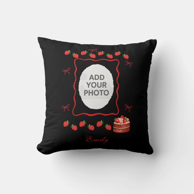 Strawberry Birthday Notebook Gift Throw Pillow (Front)