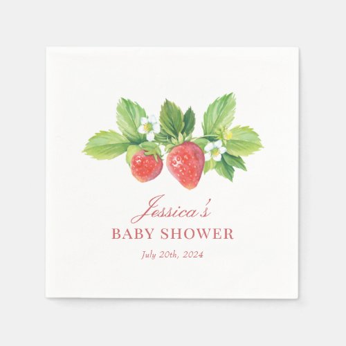Strawberry Birthday or Shower Paper Napkin