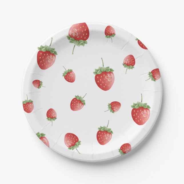Strawberry Birthday Paper Plates (Front)