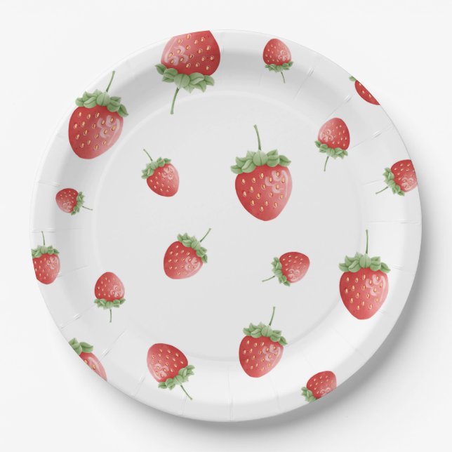 Strawberry Birthday Paper Plates (Front)