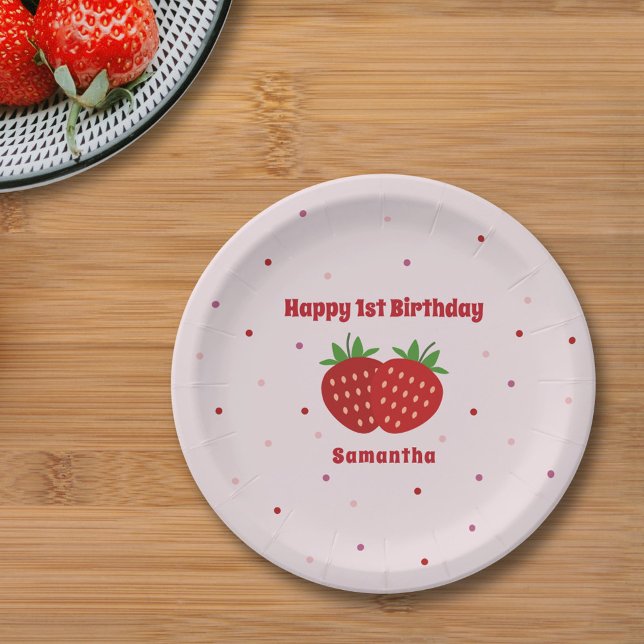 Strawberry Birthday Paper Plates (Strawberry Birthday Paper Plates)