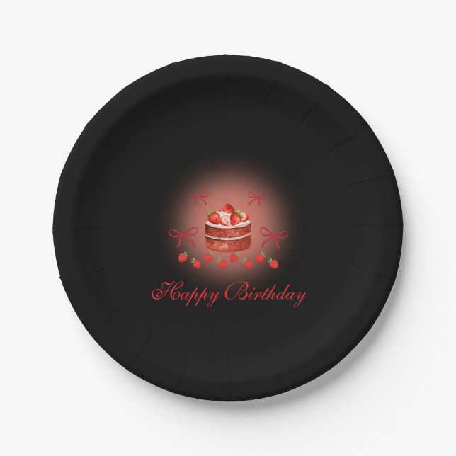 Strawberry Birthday Paper Plates (Front)