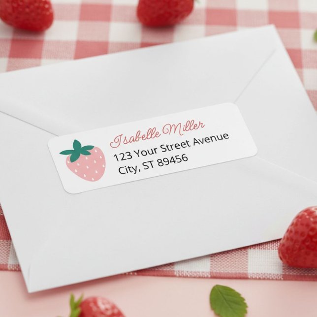 Strawberry Birthday Party Berry First  Label (Strawberry Return Address Label)