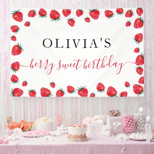 Strawberry Birthday Party Berry Large Banner