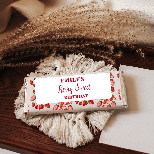 Strawberry BIrthday Party| Berry Sweet Birthday  Hershey Bar Favors (Creator Uploaded)