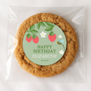 Strawberry Birthday Party Favor Thank you Classic Round Sticker