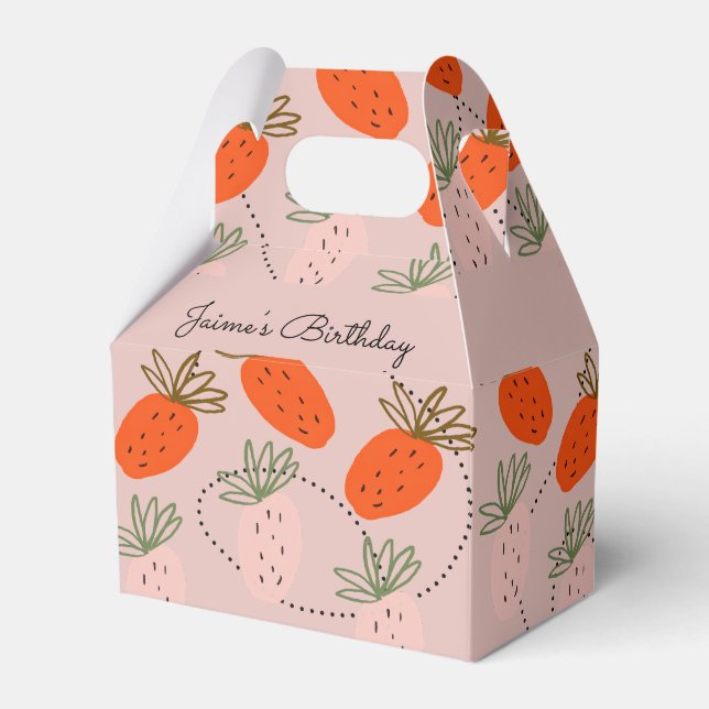 Strawberry Birthday Party Fruit Doodle Favor Boxes (Front Side)