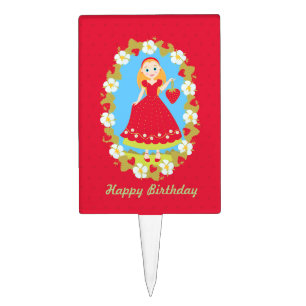 Strawberry Birthday Party Girl Cake Topper