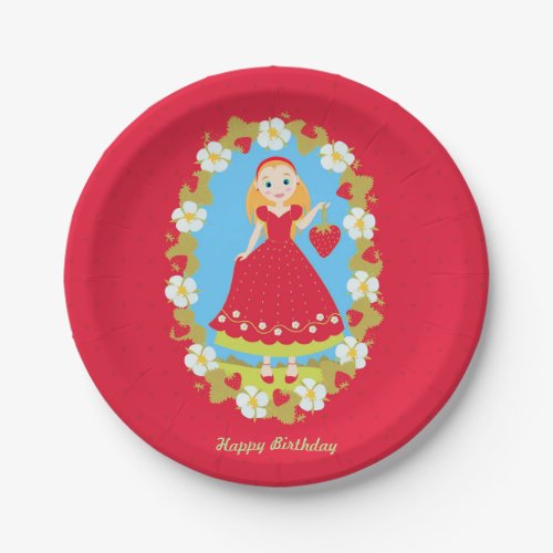 Strawberry Birthday Party Girl Paper Plates