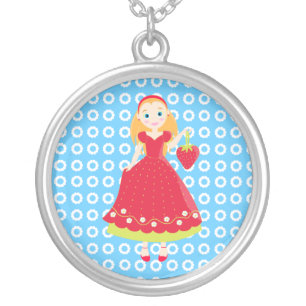 Strawberry Birthday Party Girl Silver Plated Necklace