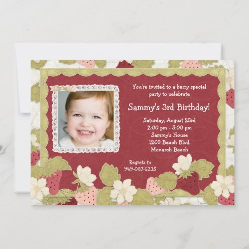Strawberry Birthday Party Invitation