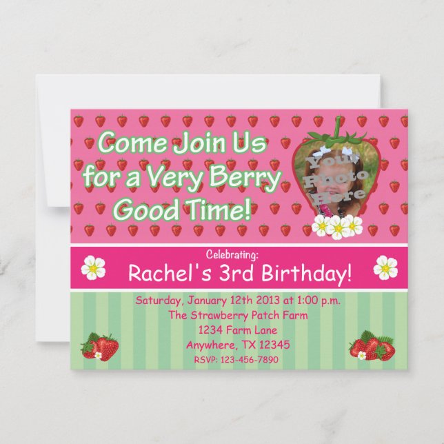 Strawberry Birthday Party Invitation (Front)