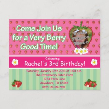 Strawberry Birthday Party Invitation by aaronsgraphics at Zazzle