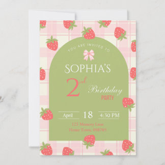Strawberry Birthday Party Invitation 