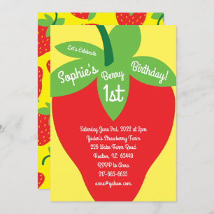 Strawberry Birthday Party Invitation