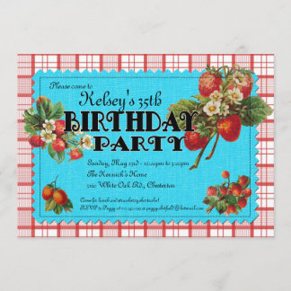 Strawberry Birthday Party Invitation