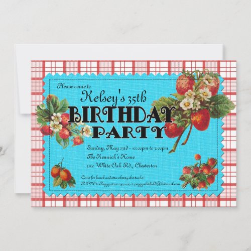 Strawberry Birthday Party Invitation