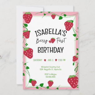 Strawberry Birthday Party Invites Berry Summer