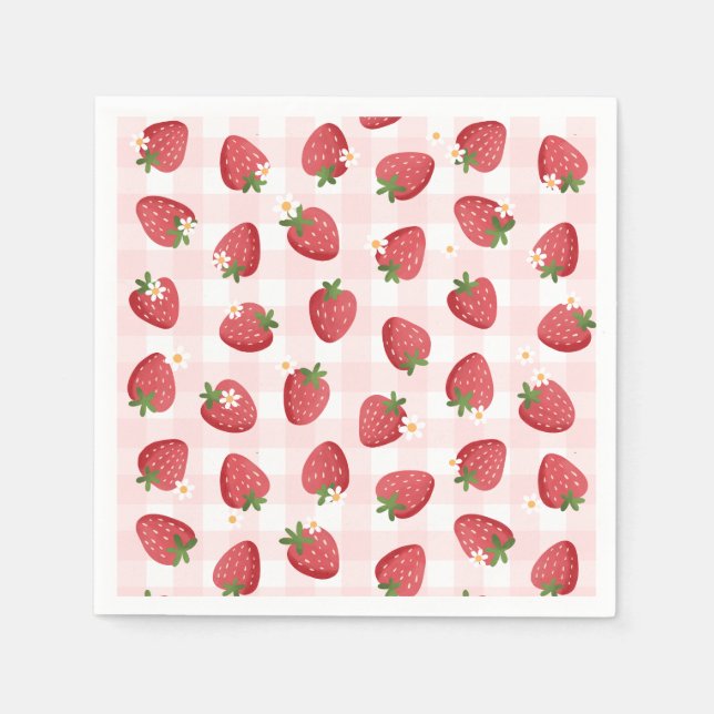 Strawberry Birthday Party Napkins (Front)