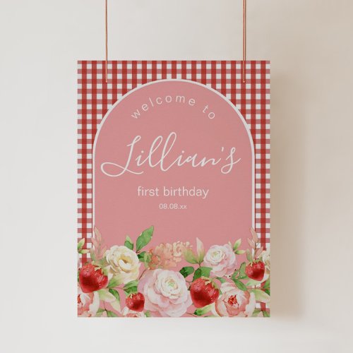 Strawberry Birthday Party or Baby Shower Welcome P Poster