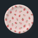 Strawberry Birthday Party Paper Plates<br><div class="desc">Add a finishing touch to your little one's birthday party with these paper plates,  featuring a pattern of strawberries on a pink background.</div>