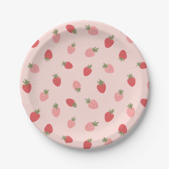 Strawberry Birthday Party Paper Plates (Front)