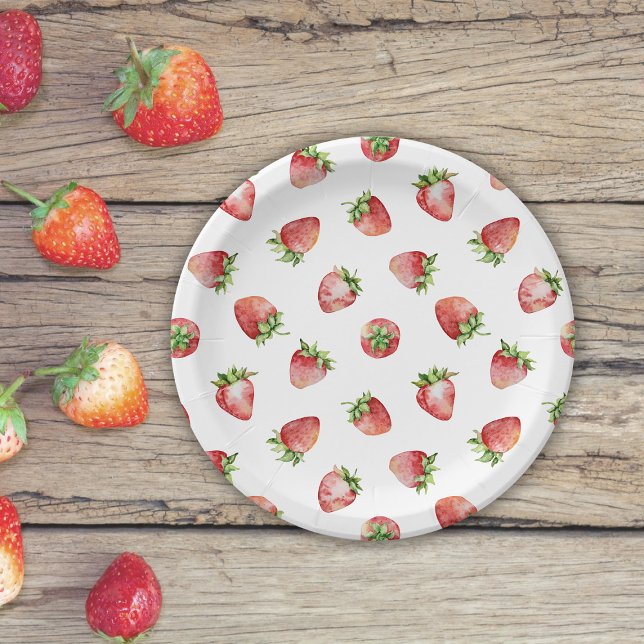 Strawberry Birthday party Paper Plates (Creator Uploaded)