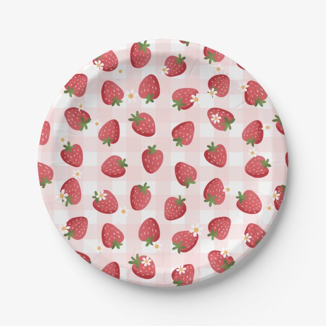 Strawberry Birthday Party Paper Plates (Front)