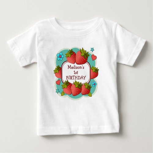 Strawberry Birthday Party Personalized Baby T_Shirt
