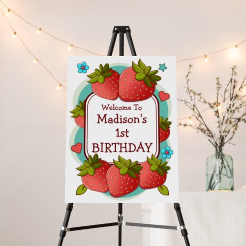 Strawberry Birthday Party Personalized Foam Board