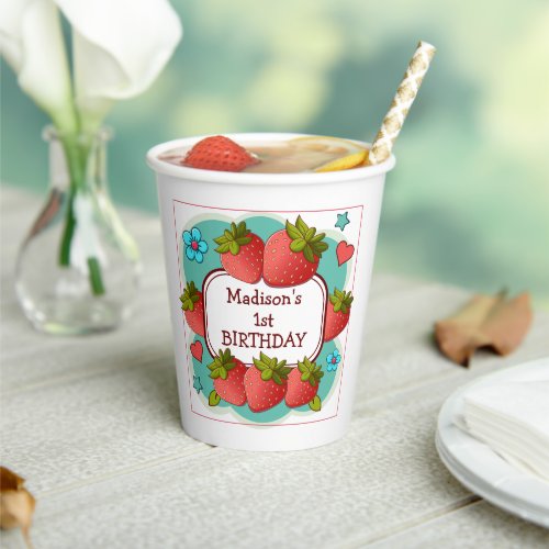 Strawberry Birthday Party Personalized Paper Cups