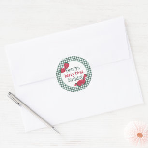 Strawberry Birthday Party Stickers or Favor Labels