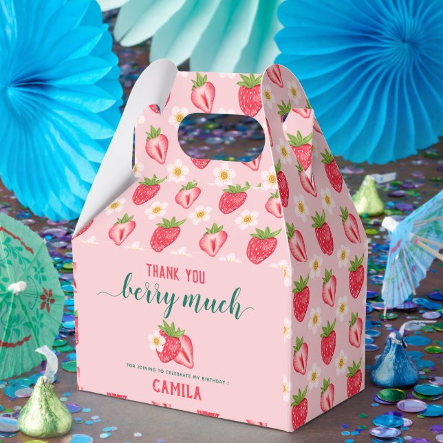 Strawberry Birthday Party Thank You Berry Much Favor Boxes (Party)