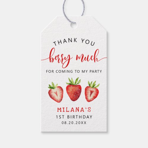 Strawberry Birthday Party Thank You Berry Much Gift Tags