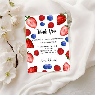 strawberry Birthday party thank you birthday Postcard